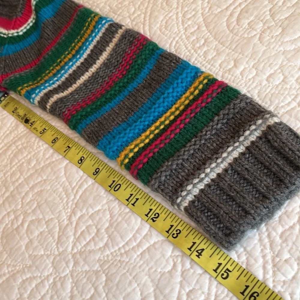 Hanna Andersson Wool Blend Cardigan‎ Sweater Girls 10/ 140 Multi Stripe Rainbow